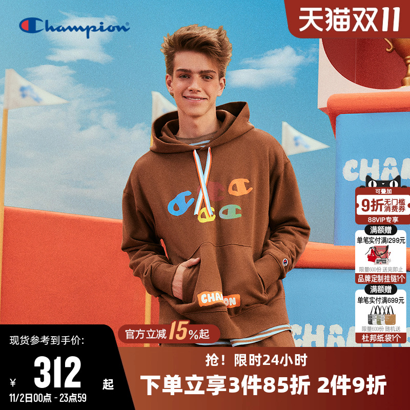 秋季连帽卫衣CHAMPION男联名印花