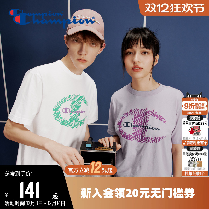 涂鸦短袖T恤Champion冠军情侣
