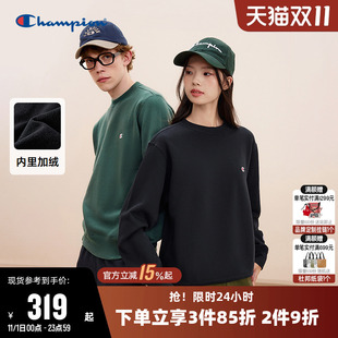 Champion冠军卫衣女2025冬季 情侣刺绣纯棉加绒休闲圆领上衣男 新款