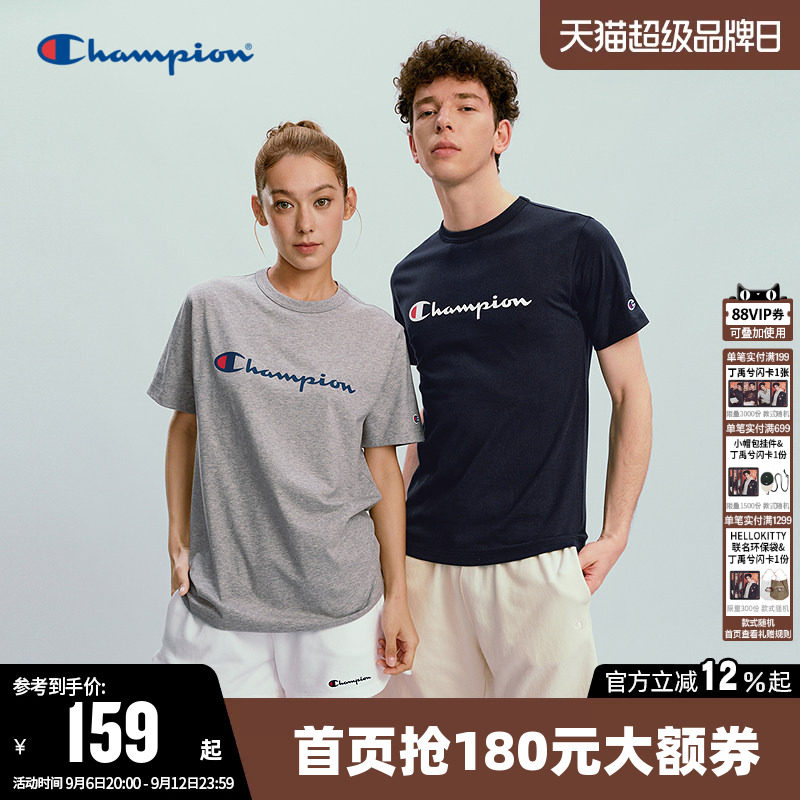 Champion冠军纯棉圆领短袖T恤女图片
