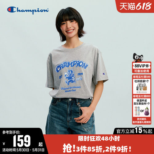 Champion冠军休闲圆领短袖T恤女
