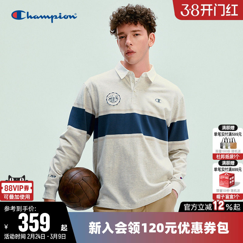 【猫猫系列】Champion冠军T恤男26春季新款纯棉休闲长袖POLO上衣