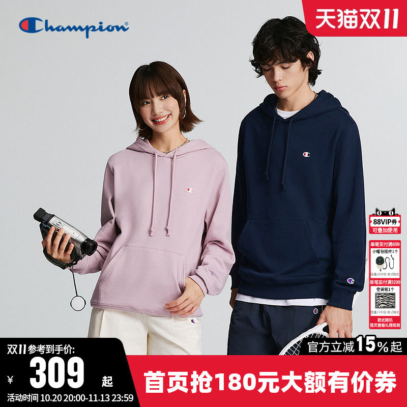 Champion冠军卫衣女2026秋季新款情侣纯棉休闲运动宽松连帽上衣男