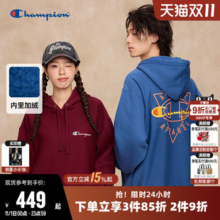 新款 Champion冠军卫衣女25冬季 情侣连帽加绒上衣男 丁禹兮同款