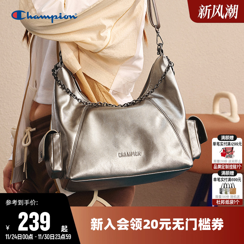 Champion冠军新款单肩包女男情侣斜挎机车包休闲时尚复古潮流