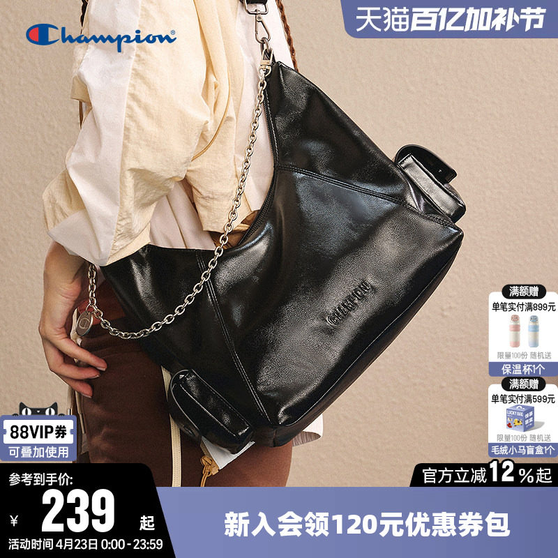 Champion冠军单肩包女男斜挎包机车包休闲通勤情侣复古潮酷背包夏