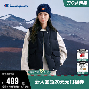 Champion冠军羽绒马甲女冬季 外套潮流 简约保暖立领加厚休闲无袖