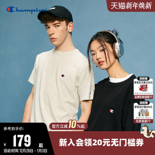 上衣男 纯棉情侣多巴胺圆领运动短袖 Champion冠军T恤女25夏季 新款