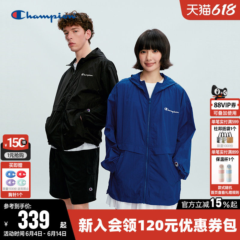 Champion冠军夹克女2026春季新款情侣休闲宽松连帽拉链开衫外套男
