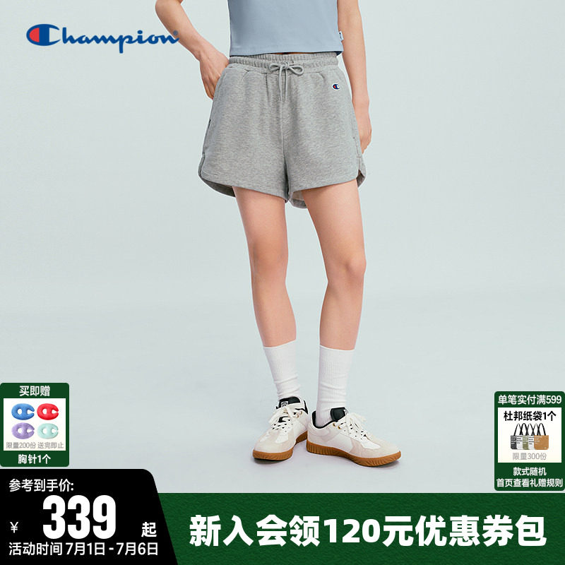 Champion冠军短裤女2026夏季新款纯色针织裤休闲运动系带透气裤子