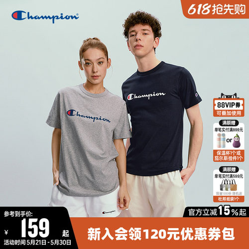 Champion冠军纯棉圆领短袖T恤女