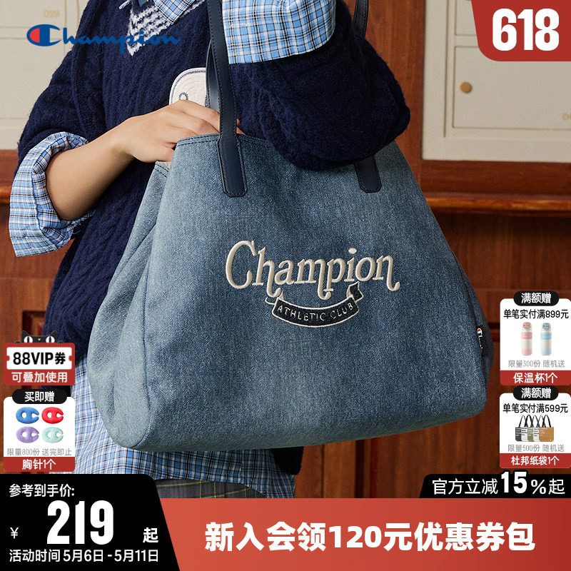 Champion冠军单肩背包2026春新款大容量简约托特包可折叠手提包包