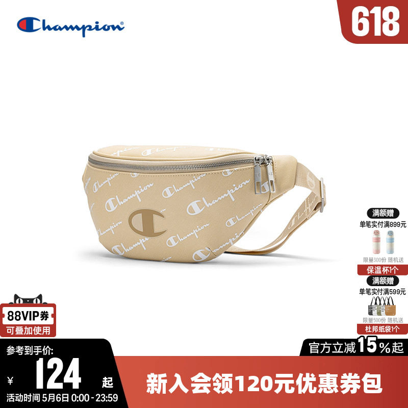 Champion冠军斜挎包腰包女胸包男满印老花情侣复古运动时尚包