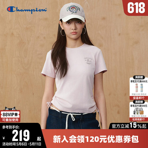 Champion冠军休闲圆领短袖T恤女