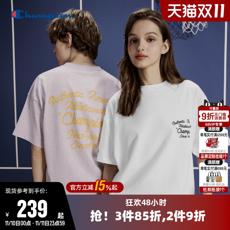 Champion冠军情侣印花短袖T恤