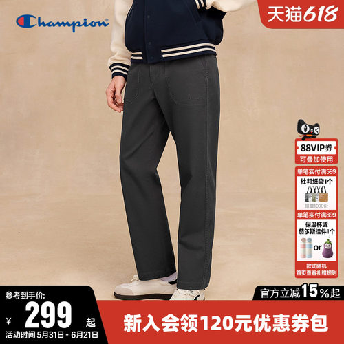 Champion冠军斜纹直筒休闲长裤男