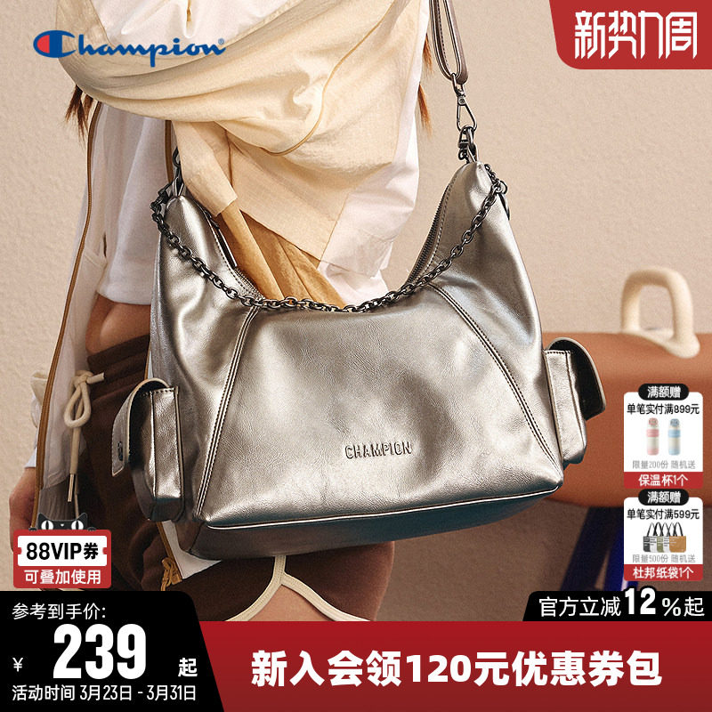 Champion冠军新款单肩包女男情侣斜挎机车包休闲时尚复古潮流