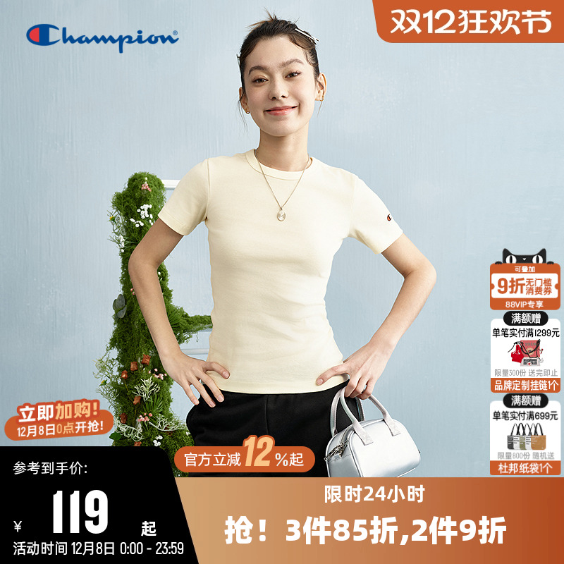 Champion冠军圆领短袖T恤女