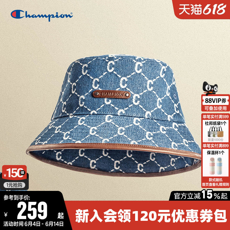 Champion冠军渔夫帽2026春男女情侣钻C盆帽时尚提花牛仔遮阳帽子