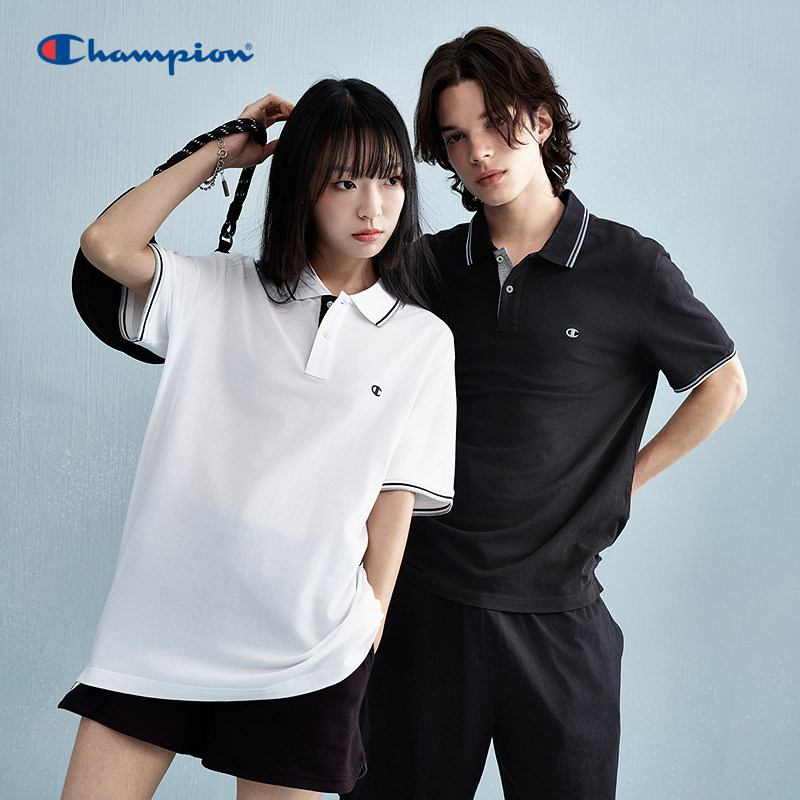 Champion冠军T恤女25夏季新款情侣短袖撞色polo衫纯色休闲上衣男,运动服/休闲服装,运动POLO衫,淘宝优惠券,粉丝福利购,淘宝优惠卷