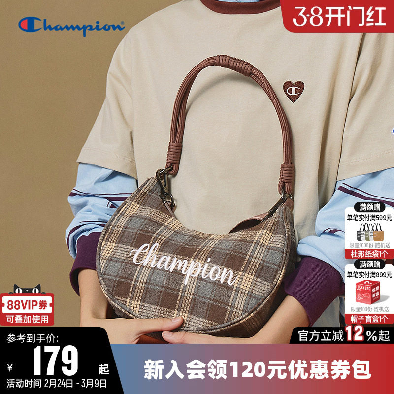 Champion冠军单肩背包女时尚复古手提包男休闲斜挎包可调节腋下包