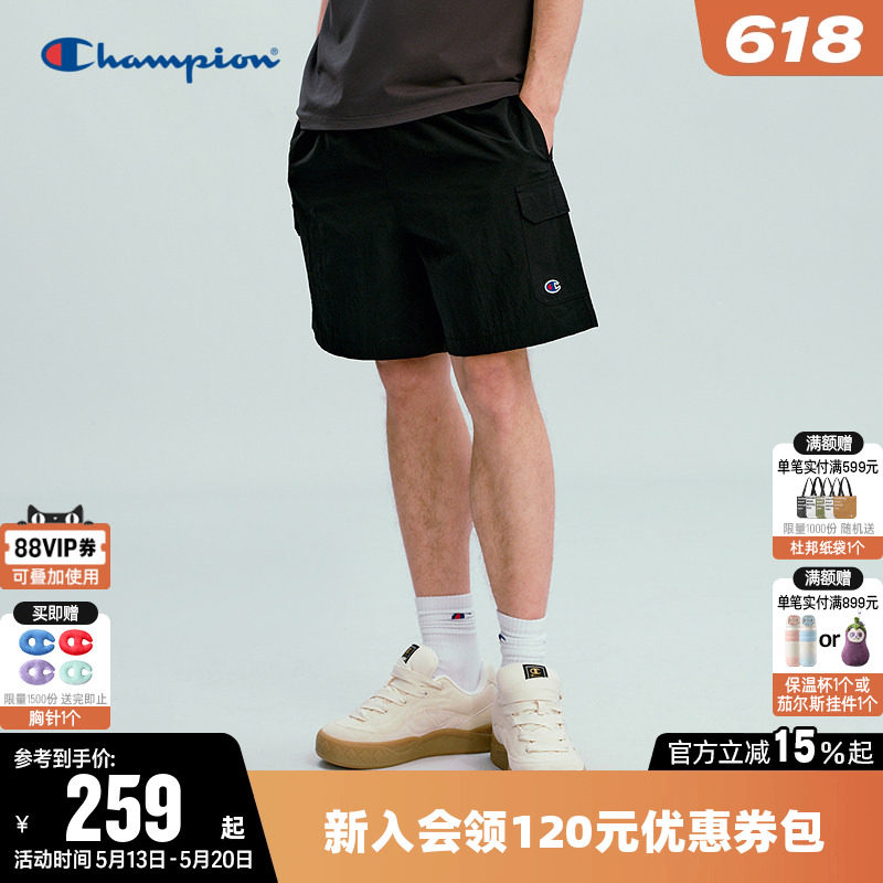 Champion冠军短裤男2026夏季新款工装风梭织五分裤休闲宽松裤子潮