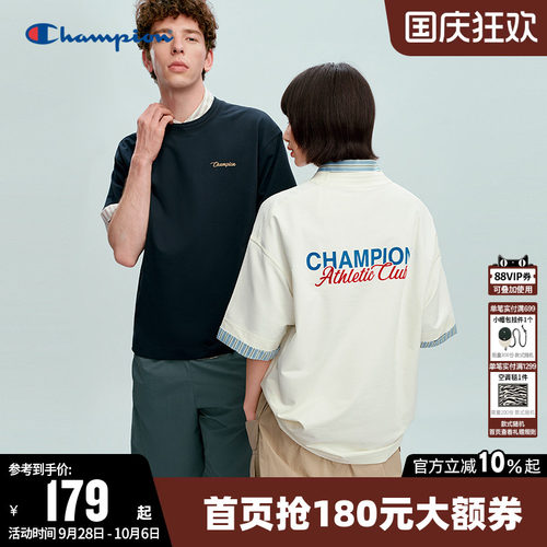 Champion冠军休闲圆领短袖T恤女