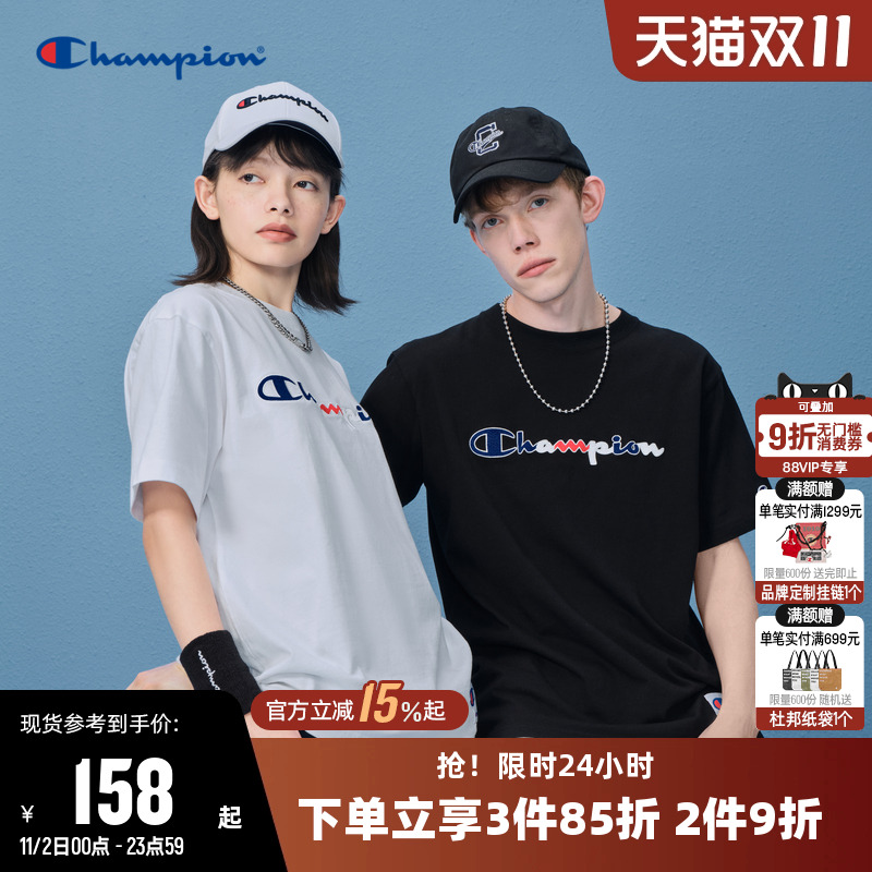 Champion冠军刺绣短袖T恤情侣