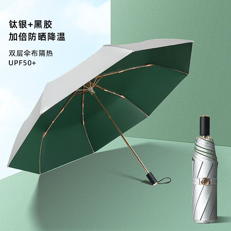 双层钛银太阳伞黑胶遮阳超强防晒防紫外线女折叠晴雨两用伞upf50+
