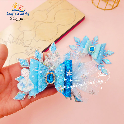 SC332冰雪公主蝴蝶结刀模发饰手工DIY儿童发饰适用Sizzix纸艺机