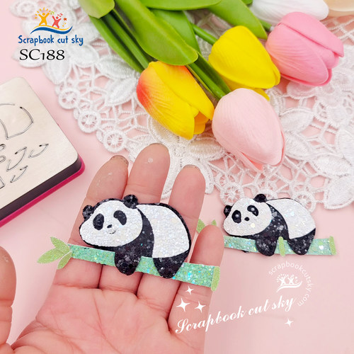 竹子熊猫发饰发夹 手掌玩具 手工DIY 切割模具 Scrapbook cut sky