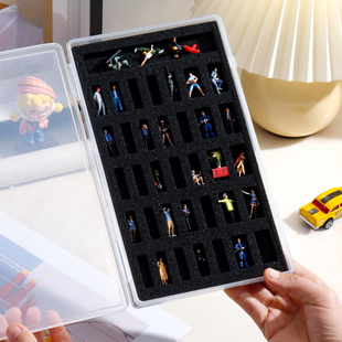 64比例人偶收纳盒 1/64车模人偶专用透明展示整理收藏箱海棉保护