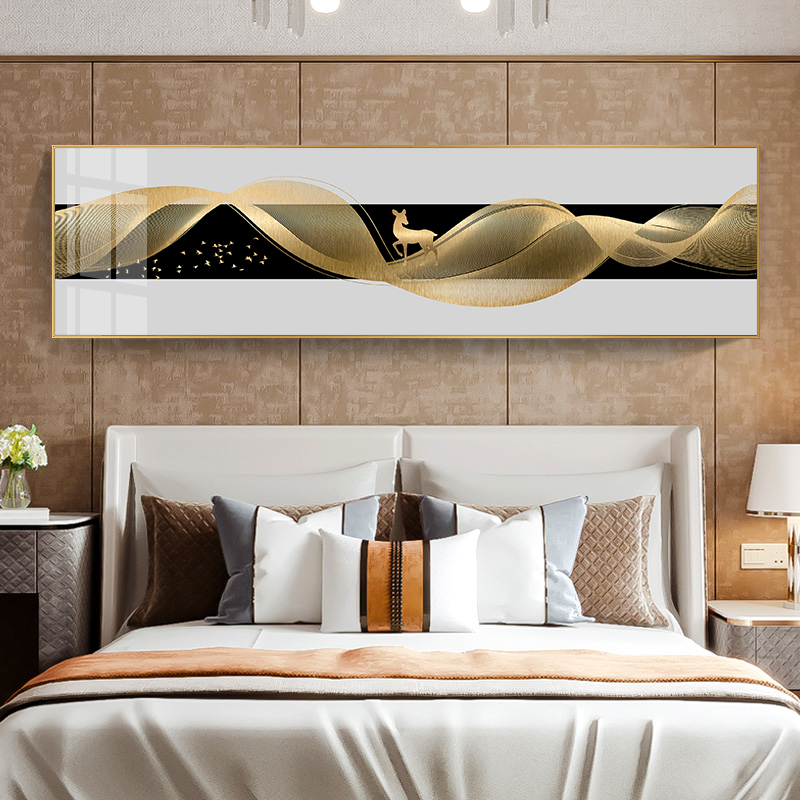 卧室床头装饰画现代简约客厅沙发背景墙主卧墙面挂画抽象晶瓷壁画图片