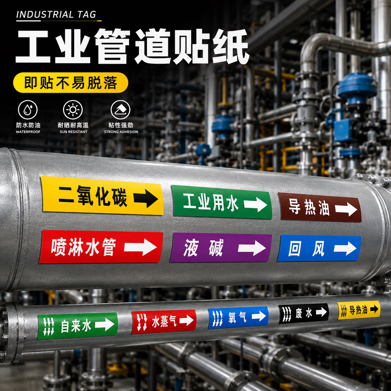 【大单咨询有惊喜】管道标识贴纸