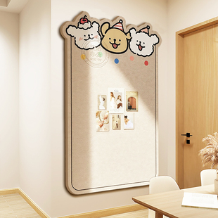 毛毡板照片墙墙贴留言板线条小狗情侣拍立得相册展示墙软木板高级感客厅玄关入户背景墙创意墙面DIY装饰卧室