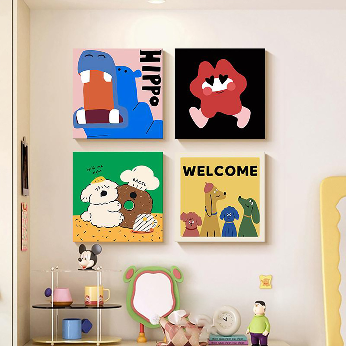 小红书同款多巴胺组合玄关装饰画儿童房卧室床头挂画沙发背景墙画,家居饰品,现代装饰画,淘宝优惠券,粉丝福利购,淘宝优惠卷