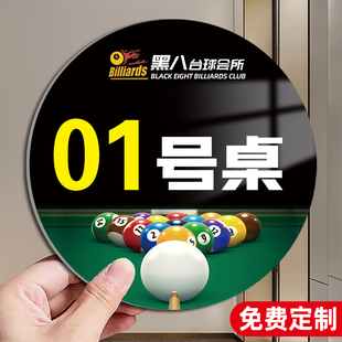 亚克力台球桌号牌台球厅柜子灯位创意数字号码牌球桌编号贴纸定制1-9排号标签桌球室记号台球厅用品大全提示