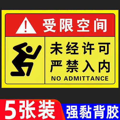 受限空间密闭空间贴纸标识牌告知
