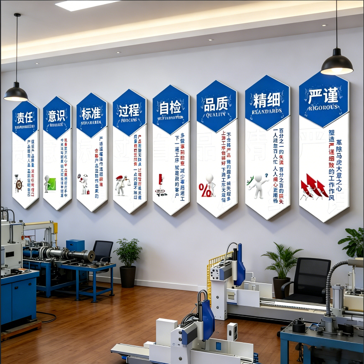 6S管理标语企业文化宣传海报办公室展板图标识牌安全车间仓库墙贴