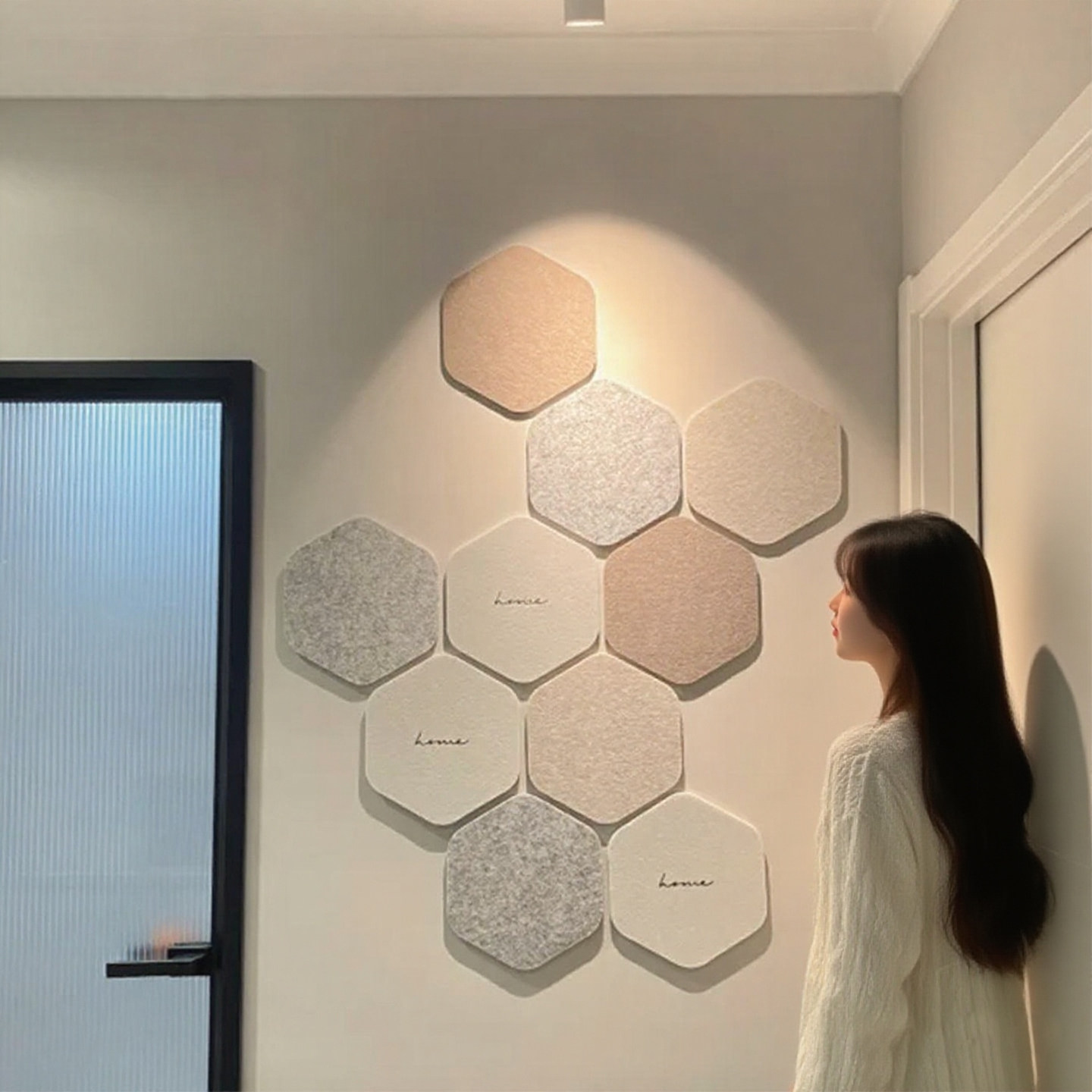 六边形毛毡板照片展示墙拍立得留言墙板背景板照片墙装饰创意毛毡墙贴