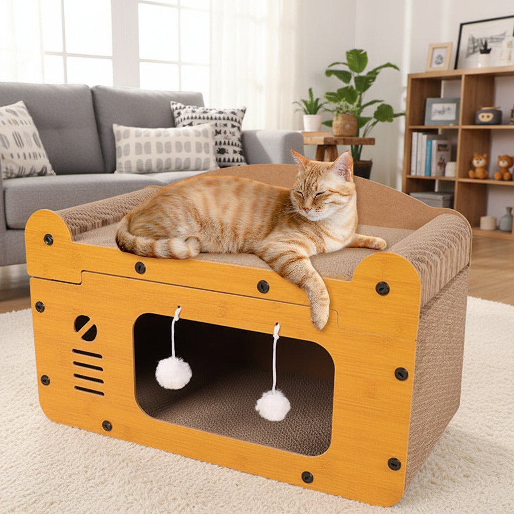 苏小喵电视机款猫窝四季通用封闭式猫抓板耐磨中型犬宠物用品互动