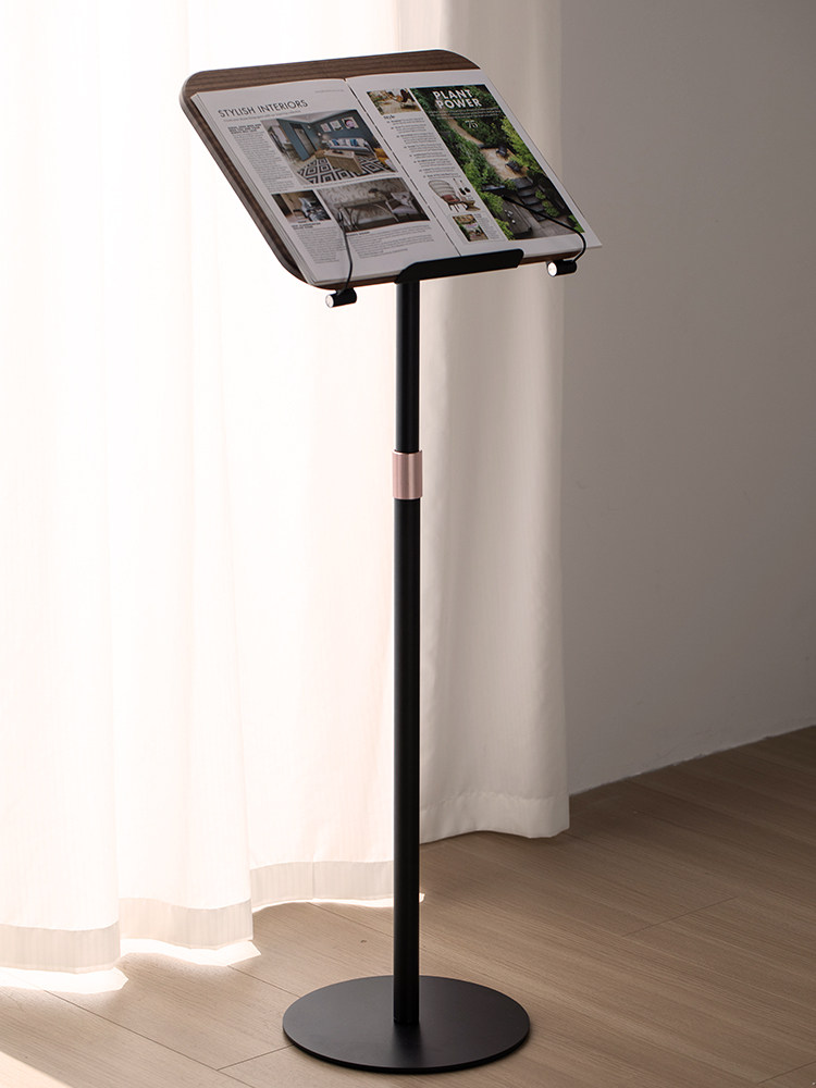 黑胡桃实木地板站立式阅读架学生家庭乐谱架小提琴音乐架可升降支