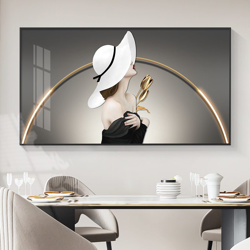 美女横款餐厅装饰画艺术女画卧室壁画现代简约客厅沙发背景墙挂画