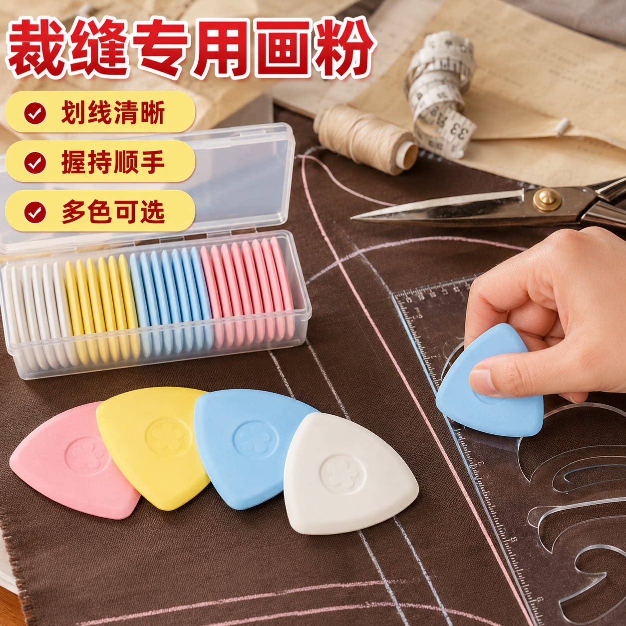 彩色划粉画粉划分片裁剪服装缝纫裁缝画线粉做衣服画粉裁缝专用