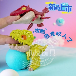 侏罗纪新款咬手指恐龙盲袋关节可动霸王三角迅猛甲龙仿真模型玩具