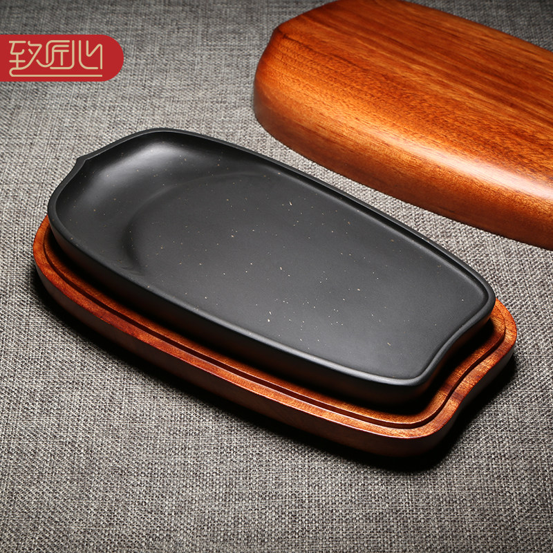 匠心非物质文化遗产 安徽歙砚天然原石砚台/以花为形/8寸（20cm）砚台实用高档磨墨条墨锭文房四宝配香樟木盒