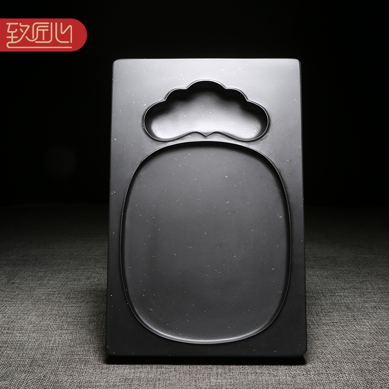 匠心非遗安徽歙砚仿古如意素砚天然原石金星砚台经典实用简约中小楷长方传统砚台文房四宝龙尾砚老坑收藏送礼