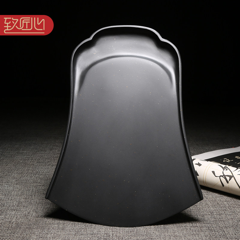 匠心非遗安徽歙砚仿古风形砚天然原石金星砚台经典实用简约中小楷传统砚台文房四宝龙尾砚老坑收藏送礼礼盒装