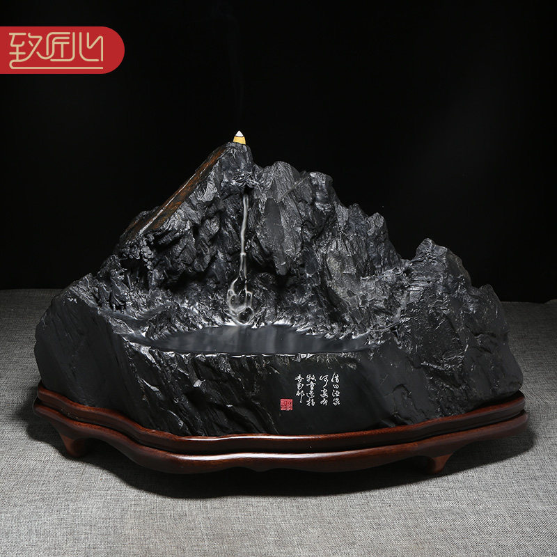 匠心非遗孤品歙砚名师手工雕刻《借问酒家何处有》四大名砚台倒流香大气摆件籽料天然老坑原石高档收藏送礼