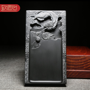 【名师名砚】匠心非遗歙砚大师作品/祥龙献瑞/精手工仿古传统题材抄手砚老坑黑龙尾砚台文房摆件送礼佳品收藏